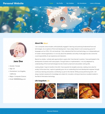 Personal HTML Template for Girls – Web Design Assignments