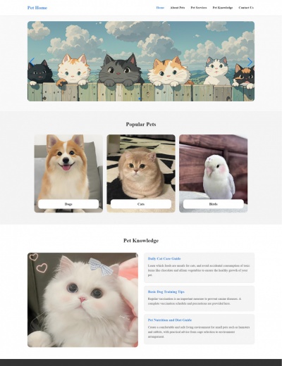 Pet HTML Template for Student Web Design Assignments