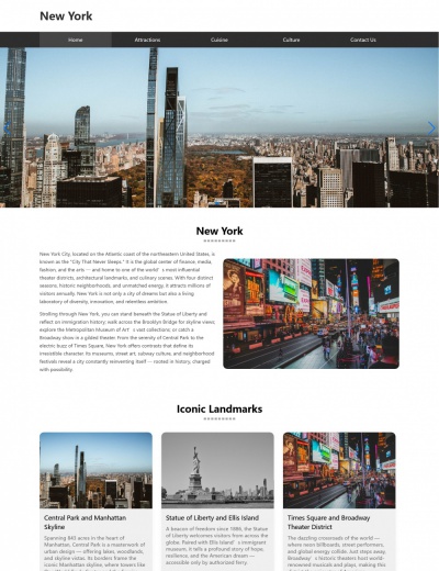 New York Hometown HTML Template for Student Web Design Assignments