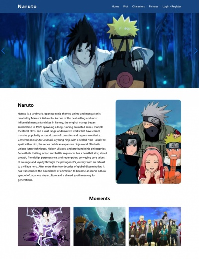 Naruto HTML Template for Student Web Design Assignments