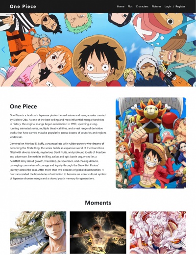 One Piece HTML Template for Student Web Design Assignments