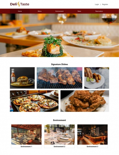 Gourmet Restaurant HTML Template for Student Web Design Assignments